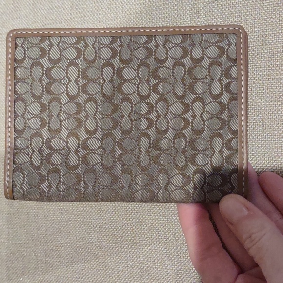 Coach Accessories - Coach Brown, tan canvas leather signature passport holder, nwt